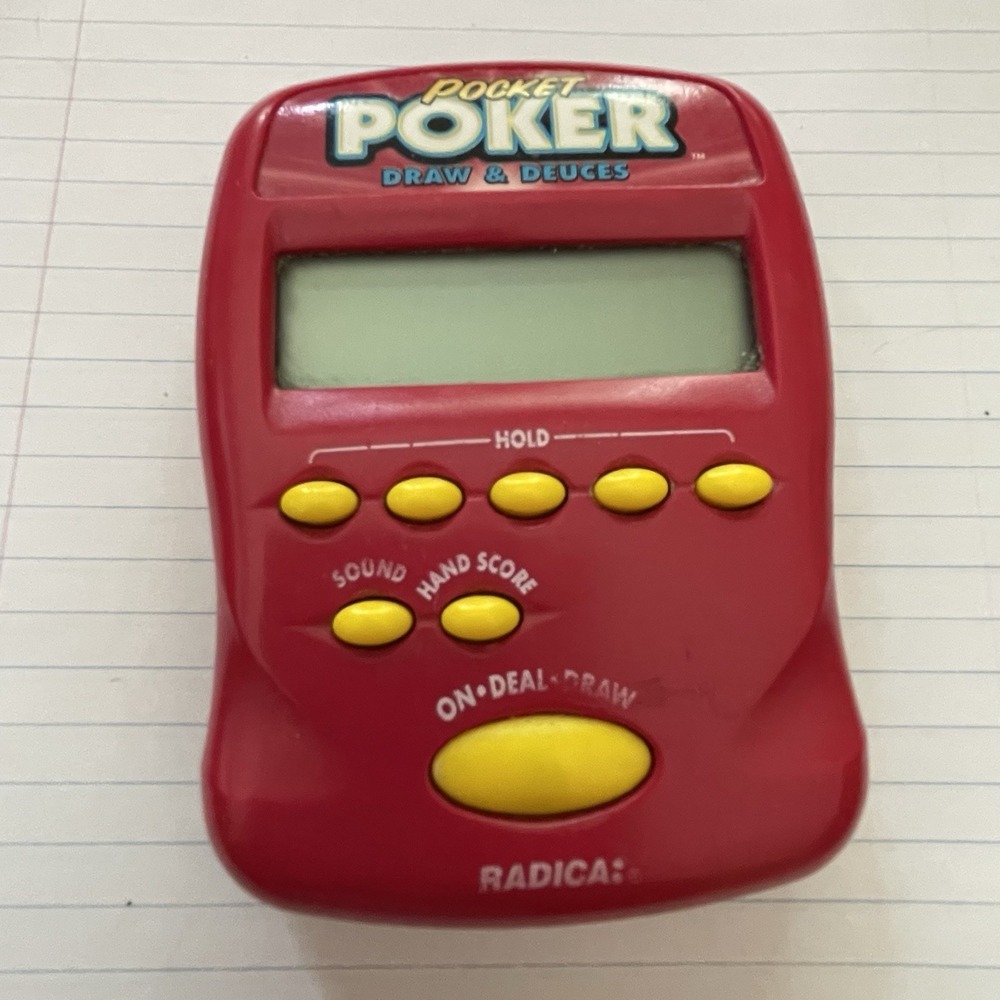 Pocket Poker Draw and Deuces Radica Electronic Handheld Game. Used 1997 Tested